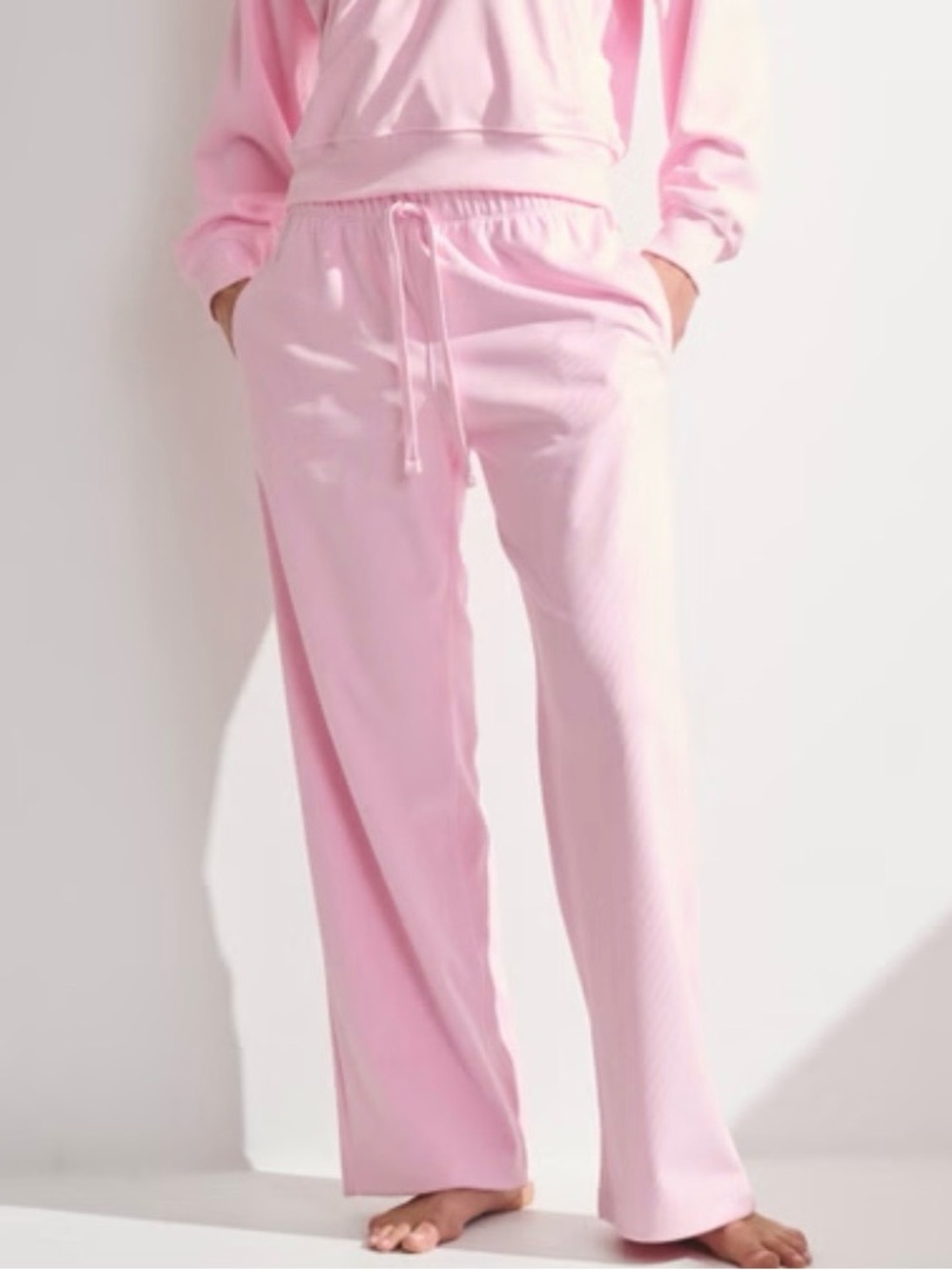 New Abercrombie YPB Restore Wide Leg Pant Baby pink medium